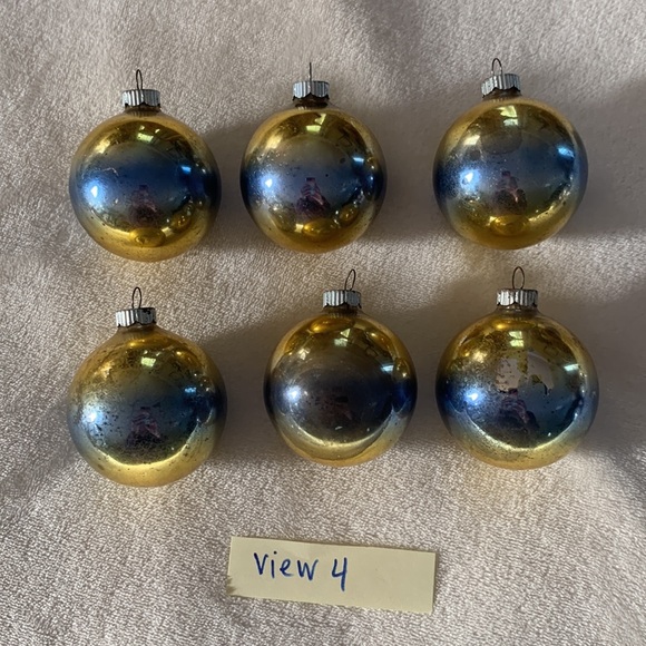 Vintage Shiny Brite Ombré Christmas ornaments Gold Silver Blue - Picture 14 of 16